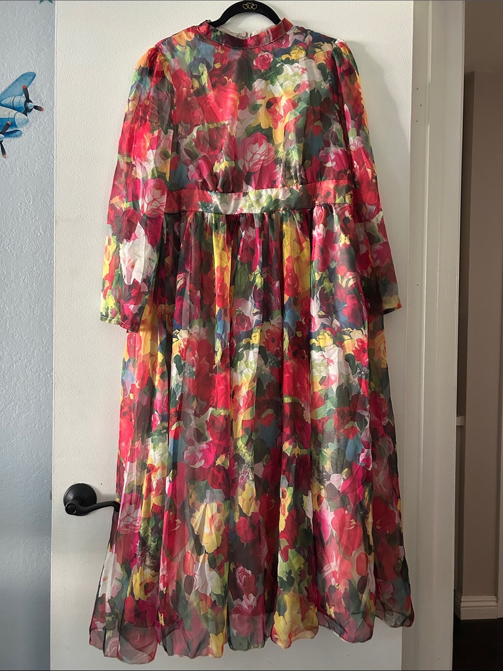Xpluswear Floral Multi-Color Long Sleeve Dress